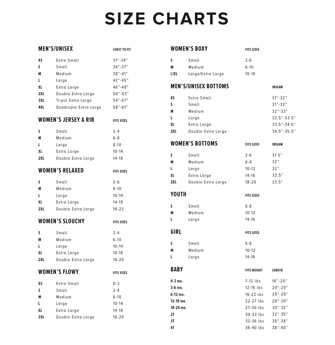 size chart